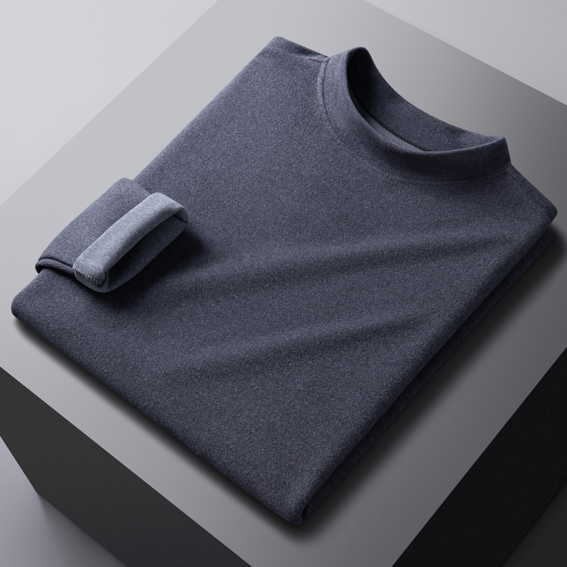 [De Rong 자체 발열] 남성용 세미 하이 칼라 베이스 셔츠 긴팔 티셔츠 따뜻한 탑 탄성 슬림 핏