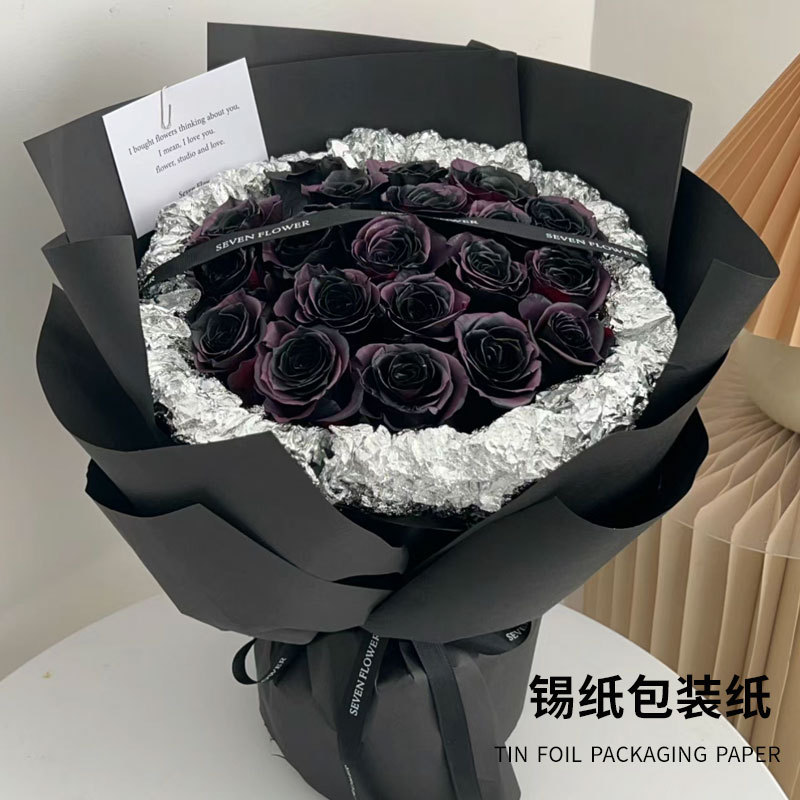 Huaxi paquete de papel de estaño plateado flor de chocolate buquete de flores hecha a mano diy papel de estaño florista florista
