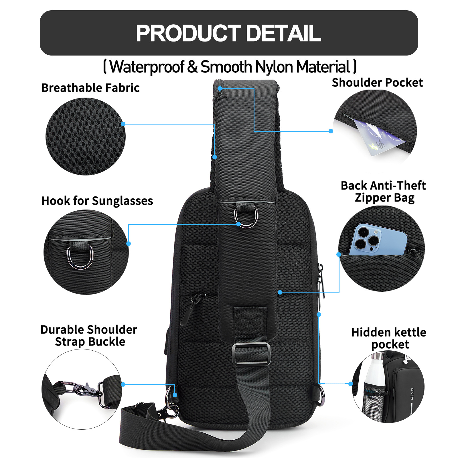 Casual bolso de pecho de hombre, bolso de viaje, bolso de hombro, bolso de mochila de moda multifuncional, bolso pequeño, bolso de moda, nuevo tipo de bolso de hombre