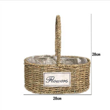 柳编草编篮铁艺手提花篮藤编伴手礼花蓝花盆插花篮田园多肉花盆