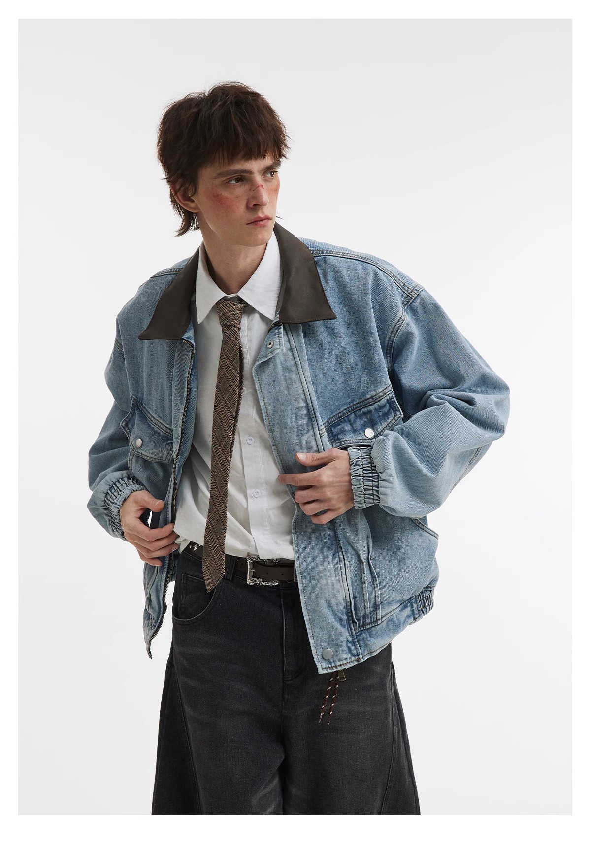 Retro Denim Jacket Men Nostalgic Silhouette Washed Street Style_voghion.com