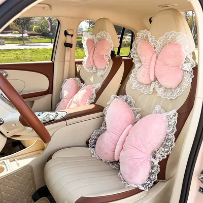 Headrest – Pillow, Princess Style Soft Cushion - princess-style-butterfly-shape-pink-1-headrest-1-lumbar-support-no-specifications