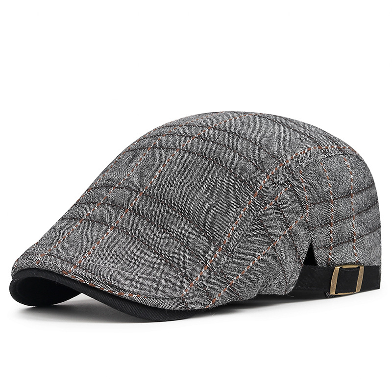 Plaid beret spring, autumn, summer, men women, artistic youth, duckbill cap, versatile casual hat for middle-aged and_voghion.com
