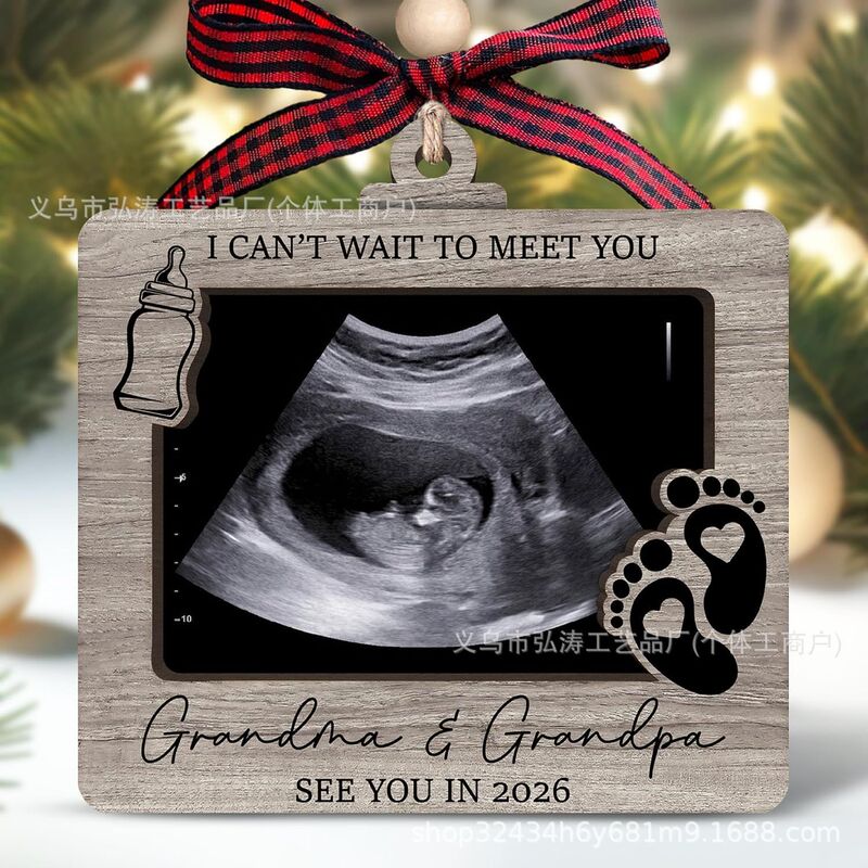 Cross-border souvenir ultrasonic photo frame for new mothers, ultrasound image keepsake photo frame, wooden craft