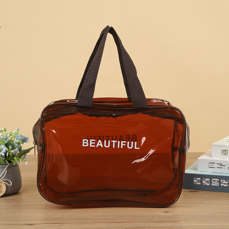 透明PVC拉链袋有色收纳袋 大容量防水旅行洗漱包手提便携收纳袋