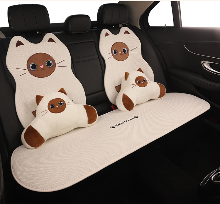 Car Seat Cushion, Universal for All Seasons, Linen Car Seat Cushion Cover, Full Cotton and Linen Breathable Female Car Cushion, Car Seat Cover Single Piece