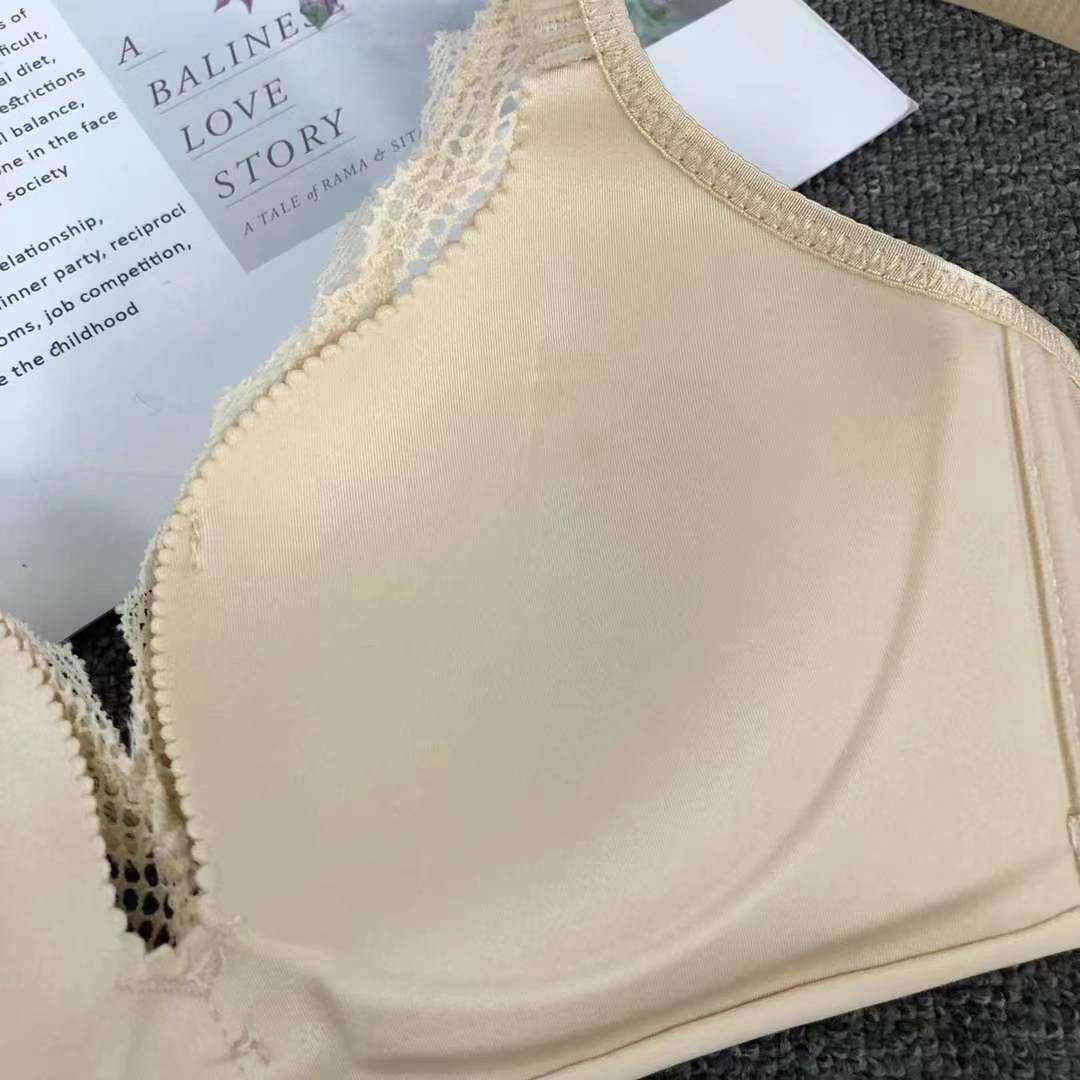 Nuevo sujetador de moda de encaje jacquard transpirable ajustable cómodo lado plegable doble botón ropa interior mujer