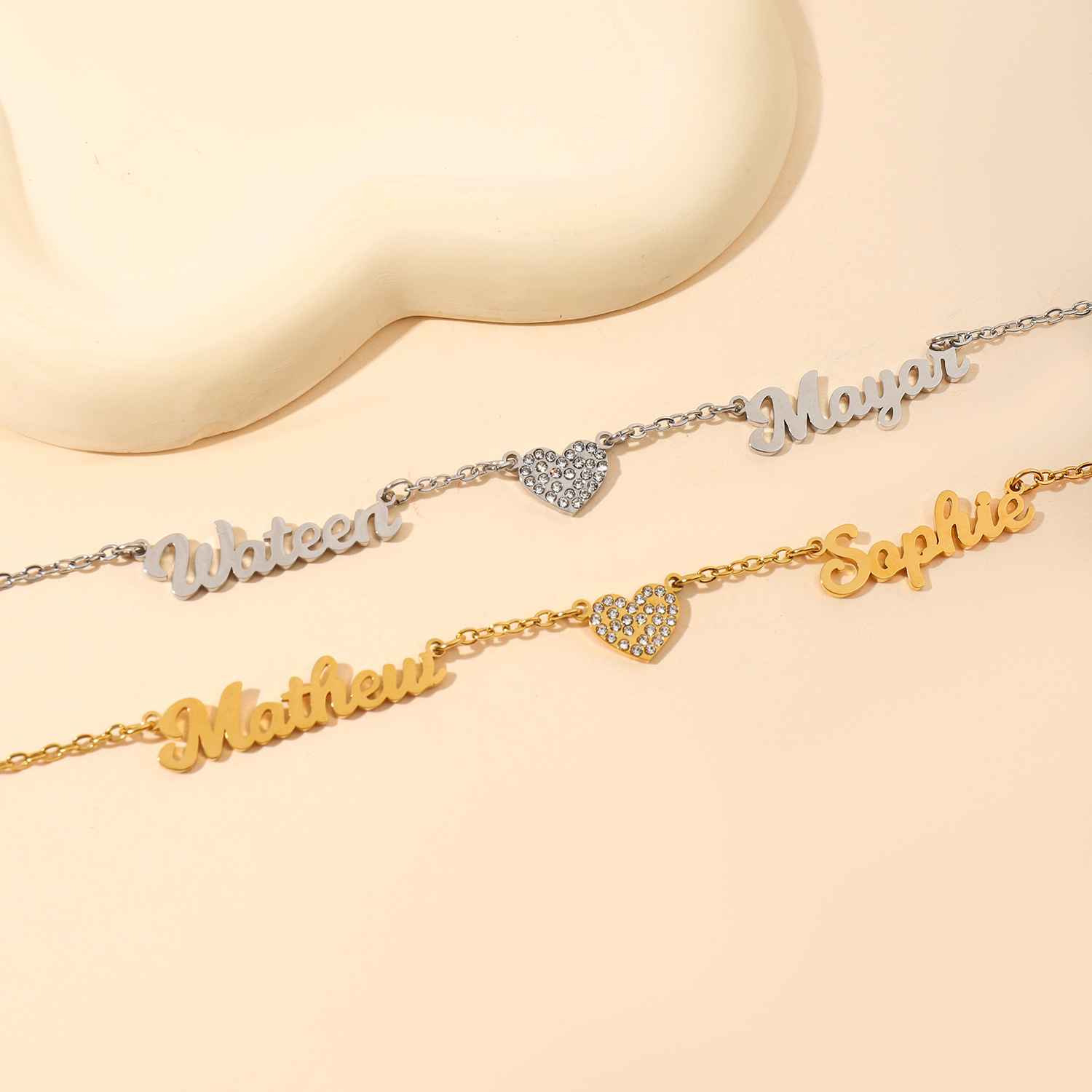 개인 맞춤형 맞춤형 커플 더블 이름 러브 다이아몬드 목걸이 발렌타인 데이 선물 목걸이
