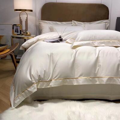 簡約尊寵民宿100支新疆長絨棉純色四件套全棉五星級酒店床上用品