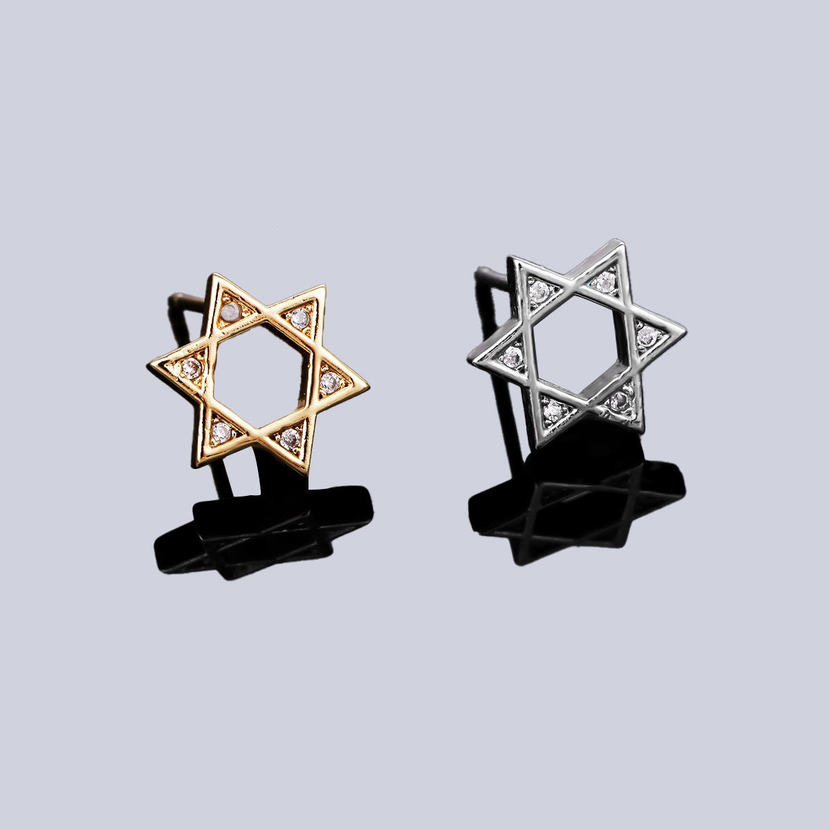 Hollow Hexagram Stud Earrings For Men Trendy Unique Accessories_voghion.com