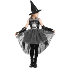万圣节乌鸦女巫服装 黑色歌特风RAVEN WITCH女童装表演蓬蓬燕尾裙