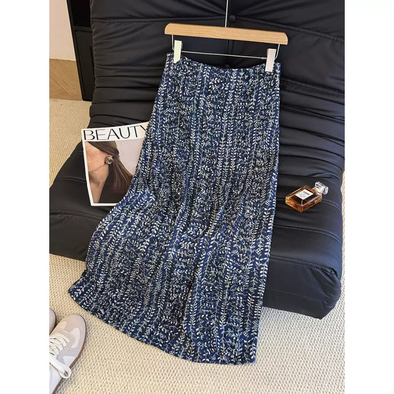 2025夏季新款文艺宽松大码女装胖MM碎花亚麻高腰包臀长裙半身裙