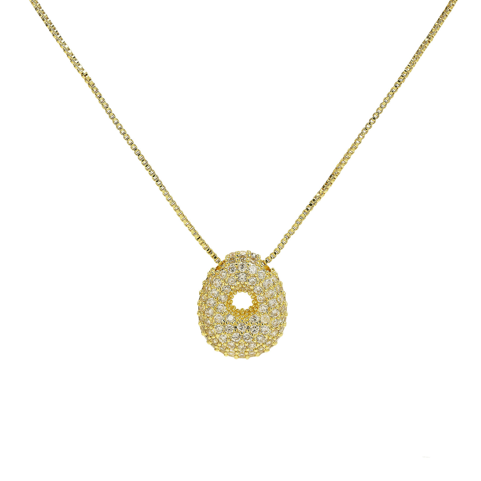 Zircon Inlay Material 1 Piece Copper Zircon 18K Gold Plated Letter Pendant