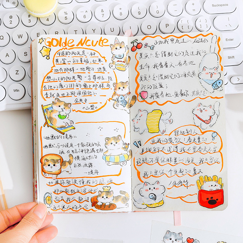 Pegatinas de pet transparentes a prueba de agua para gatos suaves Pegatinas de diario de bricolaje Pegatinas de gato animal lindo transfronterizo
