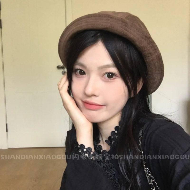 日系可爱涂鸦前进帽女个性复古童趣搞怪画家帽子短檐百搭贝雷帽|undefined