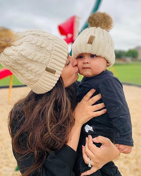 Bola de punto con giros de masa frita, gorro cálido de lana de punto sin cornisa, gorro de traje para padres e hijos adultos_voghion.com