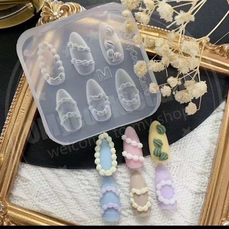 美甲模具法式奶油裙边美甲硅胶模具3d立体硅胶雕花饰品美甲模具|undefined