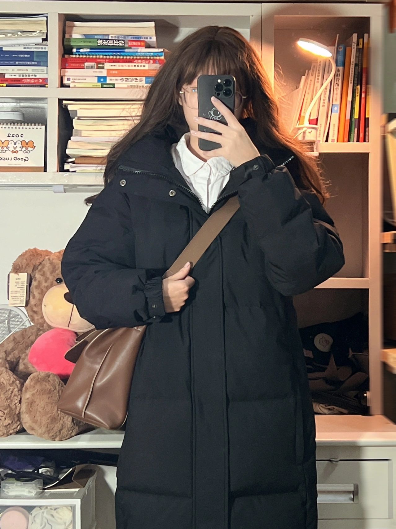 羽绒棉服女中长款过膝冬装新款2024中戏艺考棉衣加厚棉袄外套