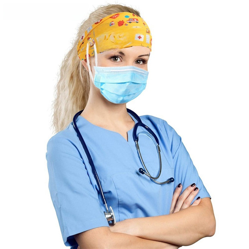 Cross-border best-selling medical hair tie with anti-slip button elastic headband, printed sweat-absorbent wide edge sports headband