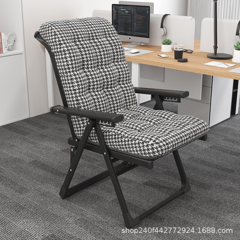 [업그레이드 모델] 앉거나 누울 수 있는 싱글 체어 블랙 물떼새 격자 코튼 패드