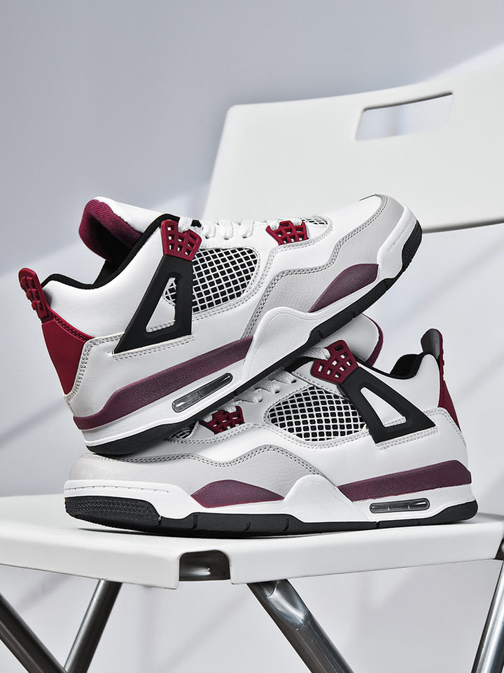 Giày thể thao nam cổ thấp chống trượt đế dày tăng chiều cao, giày sneaker phối màu — JD-AJ4 màu xám đen, JD-AJ4 màu đỏ lửa, JD-AJ4 đen đỏ chi tiết 3