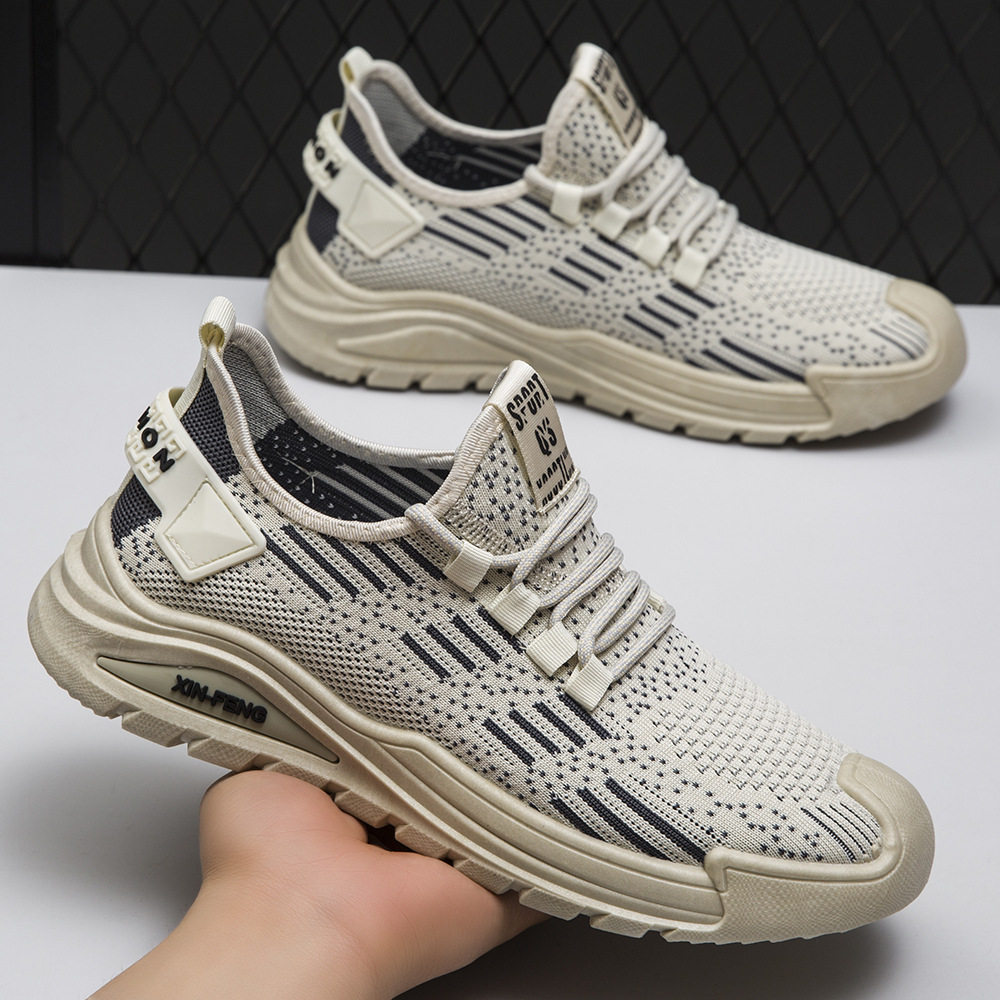Manufacturer Wholesale Men's Shoes 2026 Spring Flyknit Mesh Shoes Sports Shoes Men's New Breathable Sports Shoes Casual Shoes