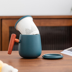 Covered Filter Tea Cup Office Mug Home Ceramic Three-Piece Set Tea Cups Personal Use Cups Gift