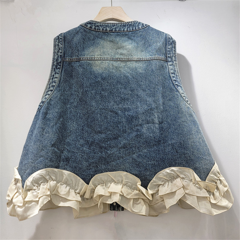 Estación europea 2026 primavera nueva moda de cuello redondo bordado flores perilla borde de agujero de vaquín clip image 2