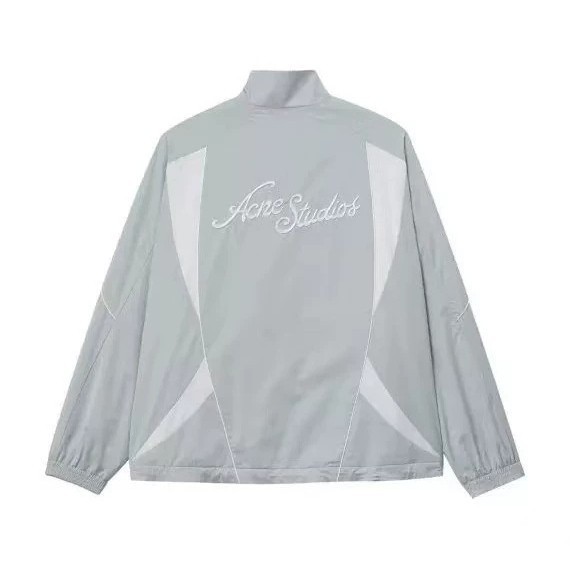 Acne Studios Logo Embroidered Zip Jacket Grey