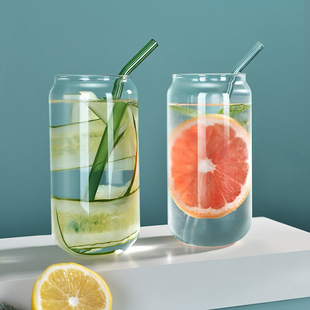 Simple Coke Cup Transparent Straw Cup Neutral Breakfast Milk Glass Juice Drink Milk Tea Glass Cup