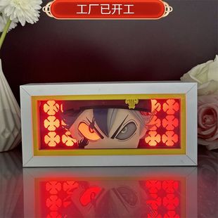 Paper carving lamp black five-leaf clover by Noastar animation hand-made peripheral ornaments creative desk led night light