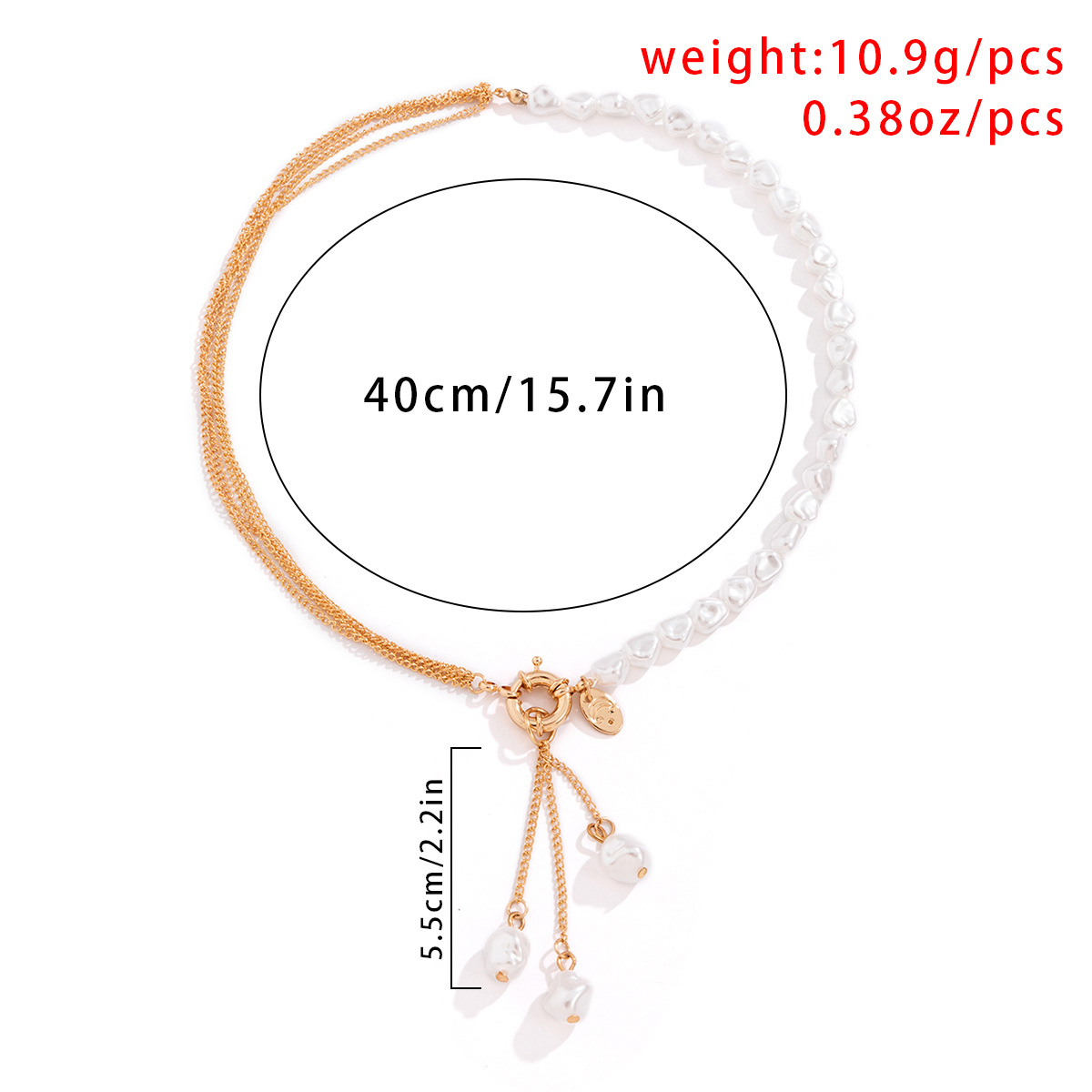 Asymmetrical temperament shaped imitation pearl tassel necklace wholesalepicture1