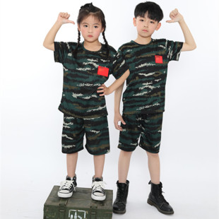 Camouflage Clothing Kindergarten Military Training Children's T-shirt Shorts Summer Games Performance Clothing Primary School Students Summer Camp Clothing