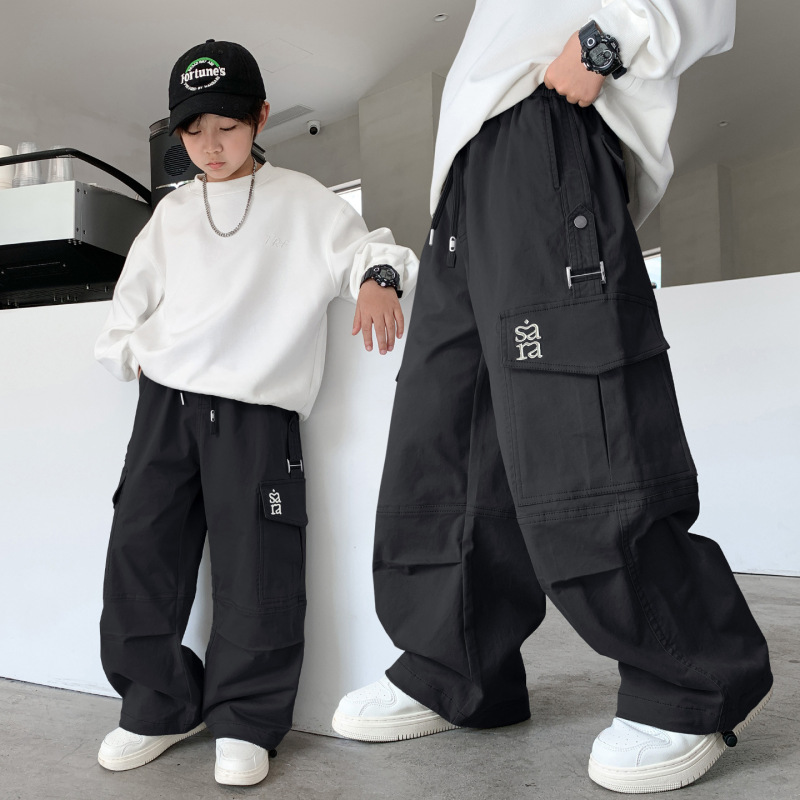 男童休闲长裤春秋儿童宽松裤子男孩2025新款大童工装裤青少年秋装|undefined