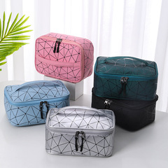New rhombus portable cosmetic bag for women, PU toiletry bag, portable waterproof travel storage bag, men's cosmetic storage bag