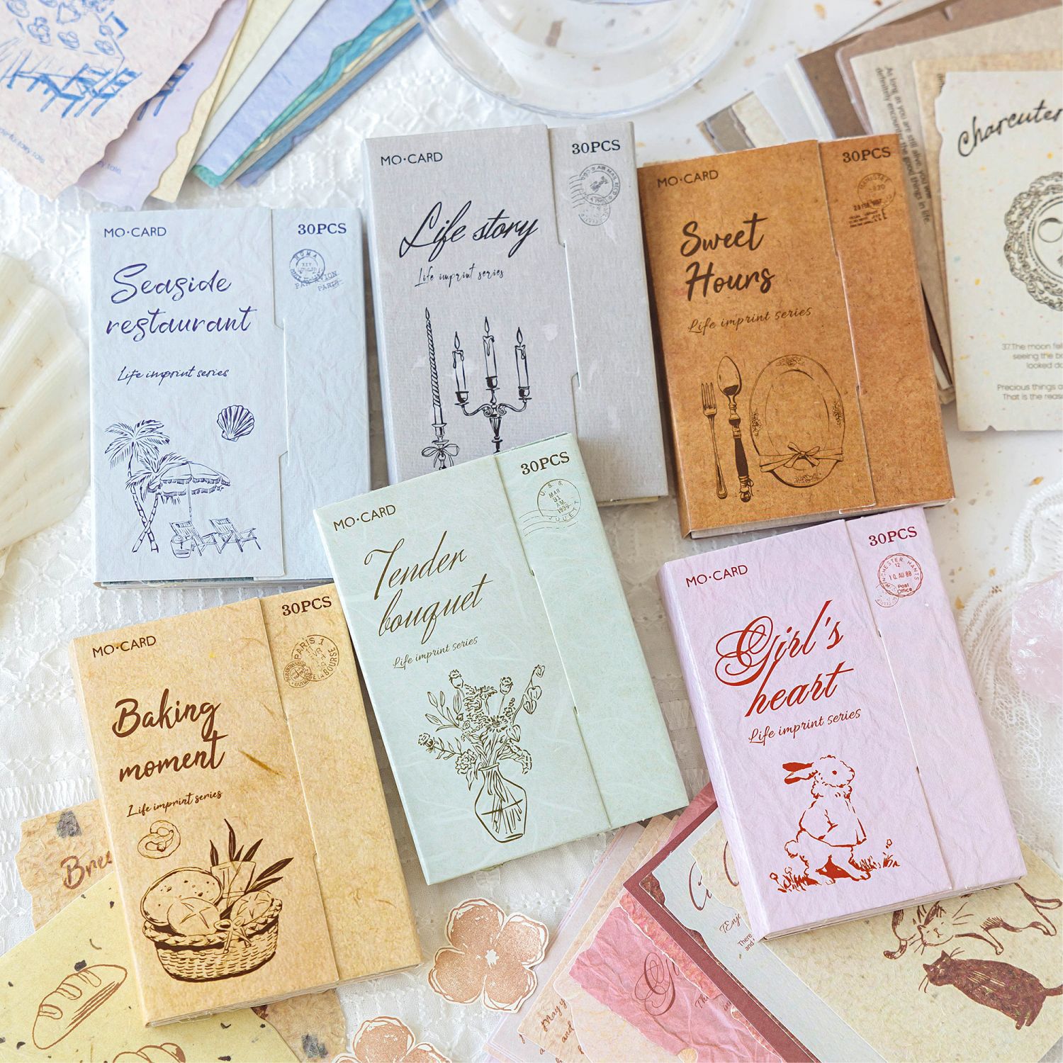 Pegatinas de material Moyan Mo Mo, marcas de vida, papel especial literario vintage, pegatinas de material decorativo DIY para diarios