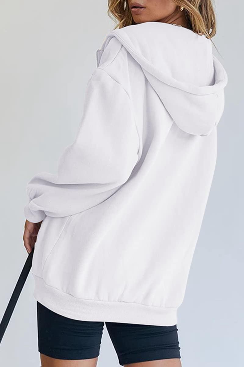 456g Weight Long Sleeve Sleeve Length Zipper Placket Type Regular Sleeve Sleeve Type Polyester Fabric Type Long Top Length Hoodie Tops Type Daily Occasion Hooded Neckline Regular Fit Fit Type Solid Color Pattern Spring, Autumn Season Women's Gender Pocket Design Streetwear Style Women's Streetwear Solid Color Pocket Zipper Hoodie 14