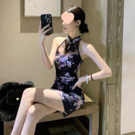 名媛气质辣妹风感包臀裙国风蕾丝性感高腰显瘦旗袍连衣裙