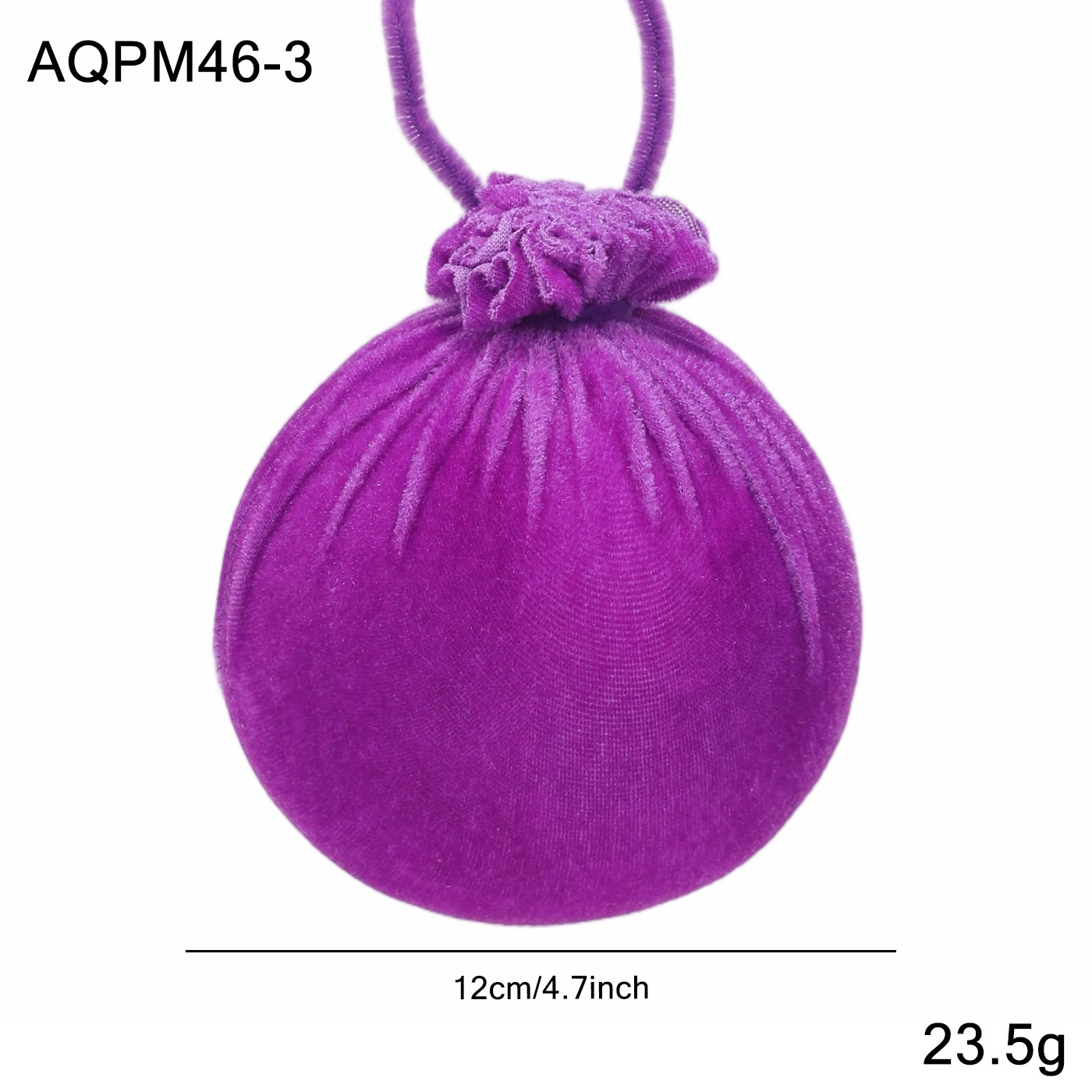 Nuevo producto de tela de flocado púrpura bola de Navidad árbol de Navidad decoración colgante bola colgante decoración