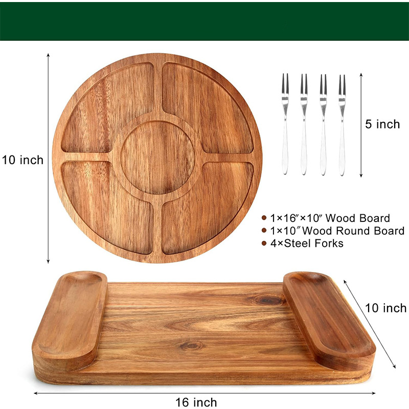 Plato de queso de madera simple madera sólida regalo de alquiler nuevo hogar Navidad plato de queso conjunto mayorista cruzado