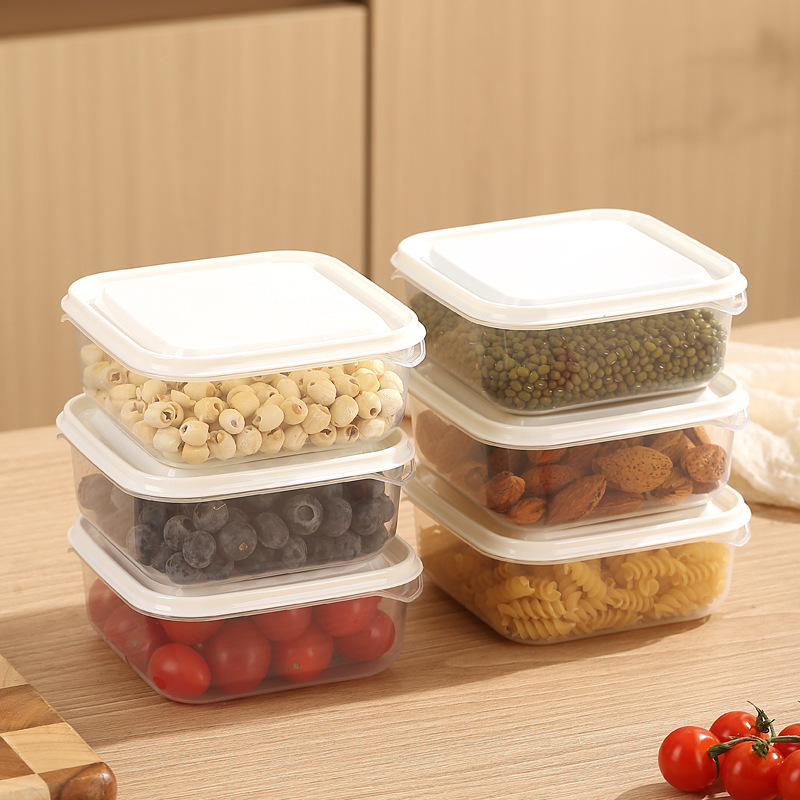 Caja de almacenamiento de alimentos de cocina de seis piezas para refrigerador simple y transparente