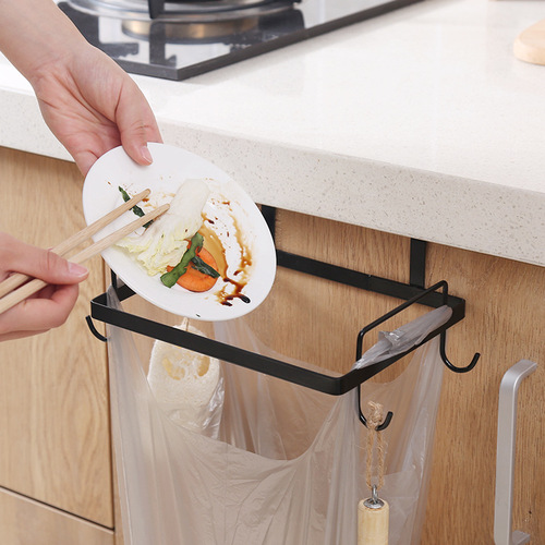 Japanese-style garbage rack hanging iron kitchen garbage bag hanger plastic bag holder punch-free garbage rack storage