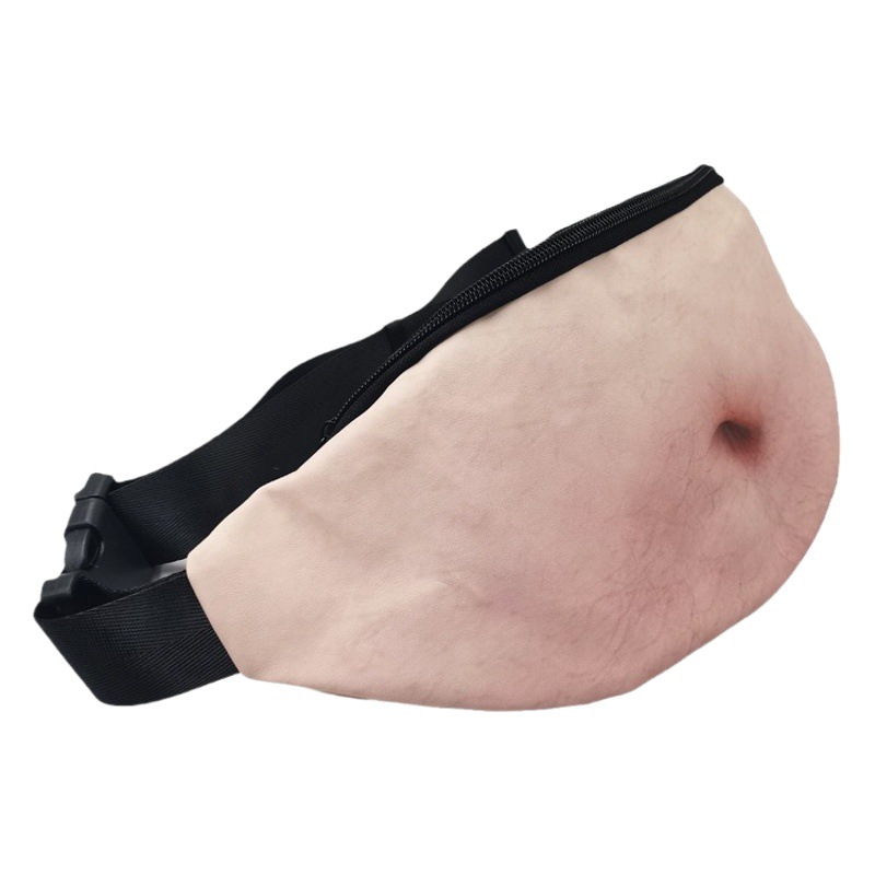 In stock wholesale new big belly leather waist bag PU beer belly waist bag creative funny messenger bag printed logo