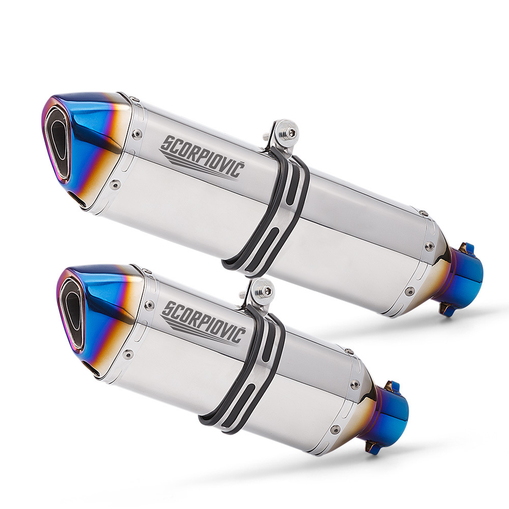 Small Hexagon Half Blue Exhaust Pipe 51MM Universal CBR650 ZX4R Race 800 450SR 250RR 400NK