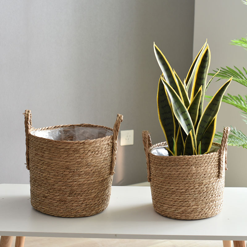 Cesta Decorativa de Hierba Tejida