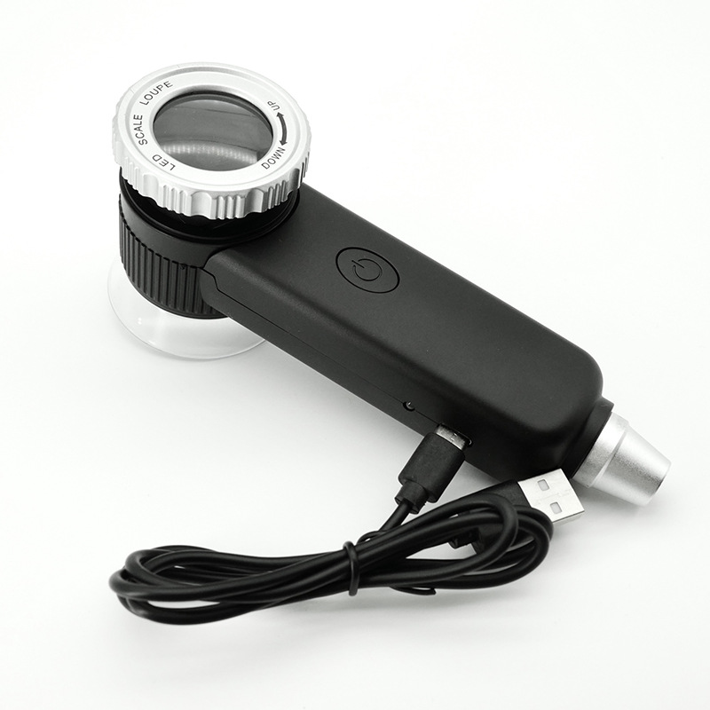 8倍手持放大镜三种光源USB充电款玉石鉴赏古玩收藏UV紫光灯验钞