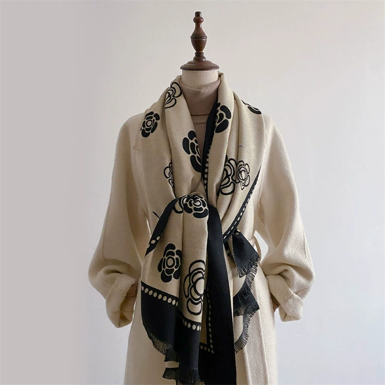 Mountain tea, cashmere winter scarf, universal warm cloak, high-quality style, Chanel style