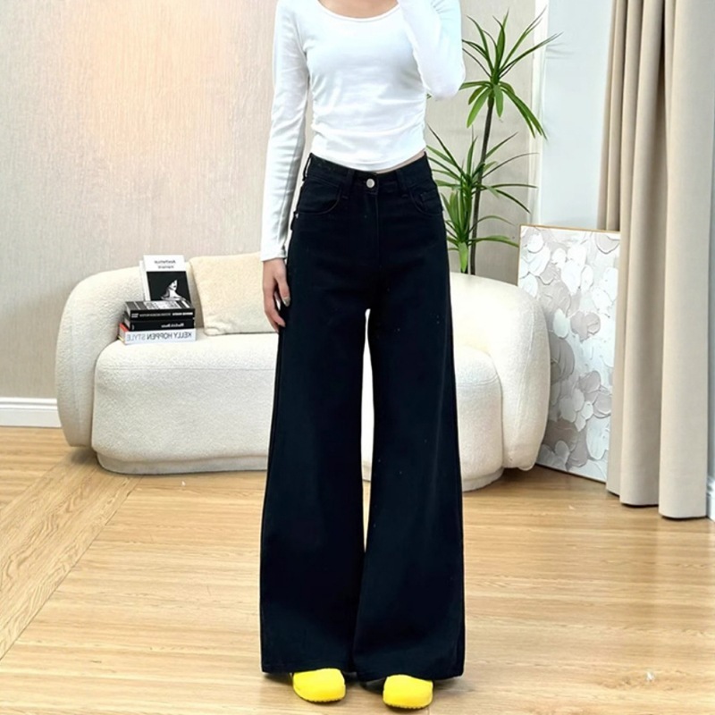 高腰黑色微喇牛仔裤女秋季2025新款不贴腿修身垂感马蹄显瘦喇叭裤|undefined