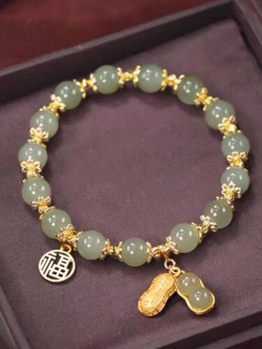 Single-layer Peanut Fortune brand bracelet for women, niche design, versatile, light luxury, retro, high-end gift for besties.