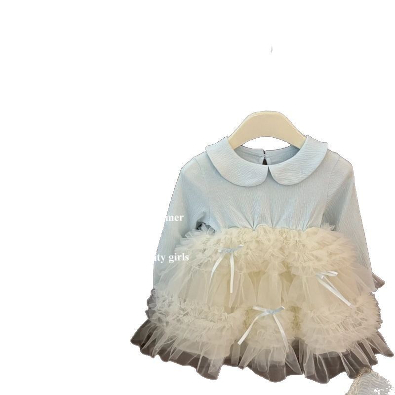 Niña princesa primavera y otoño mangas largas nuevos vestidos bebés niños 2025 vestidos de estilo fragante pastel vestido de moda
